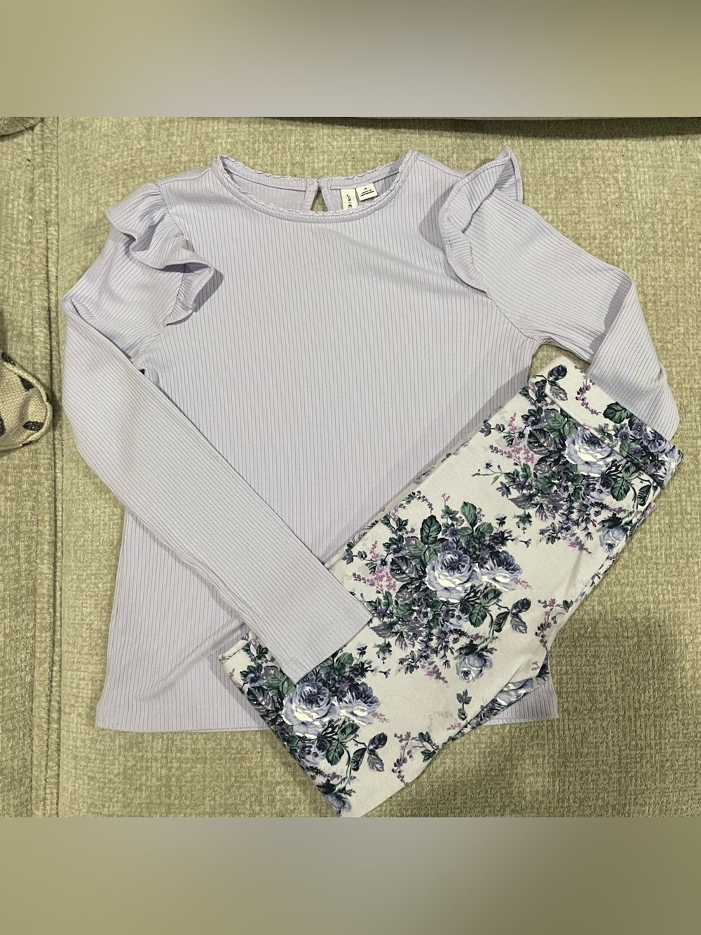 Janie and Jack Lavender Ruffle Shoulder Top and Pant Set - size 10